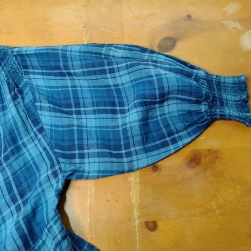 Ralph Lauren Linen Plaid Romper Blue - Picture 6 of 10